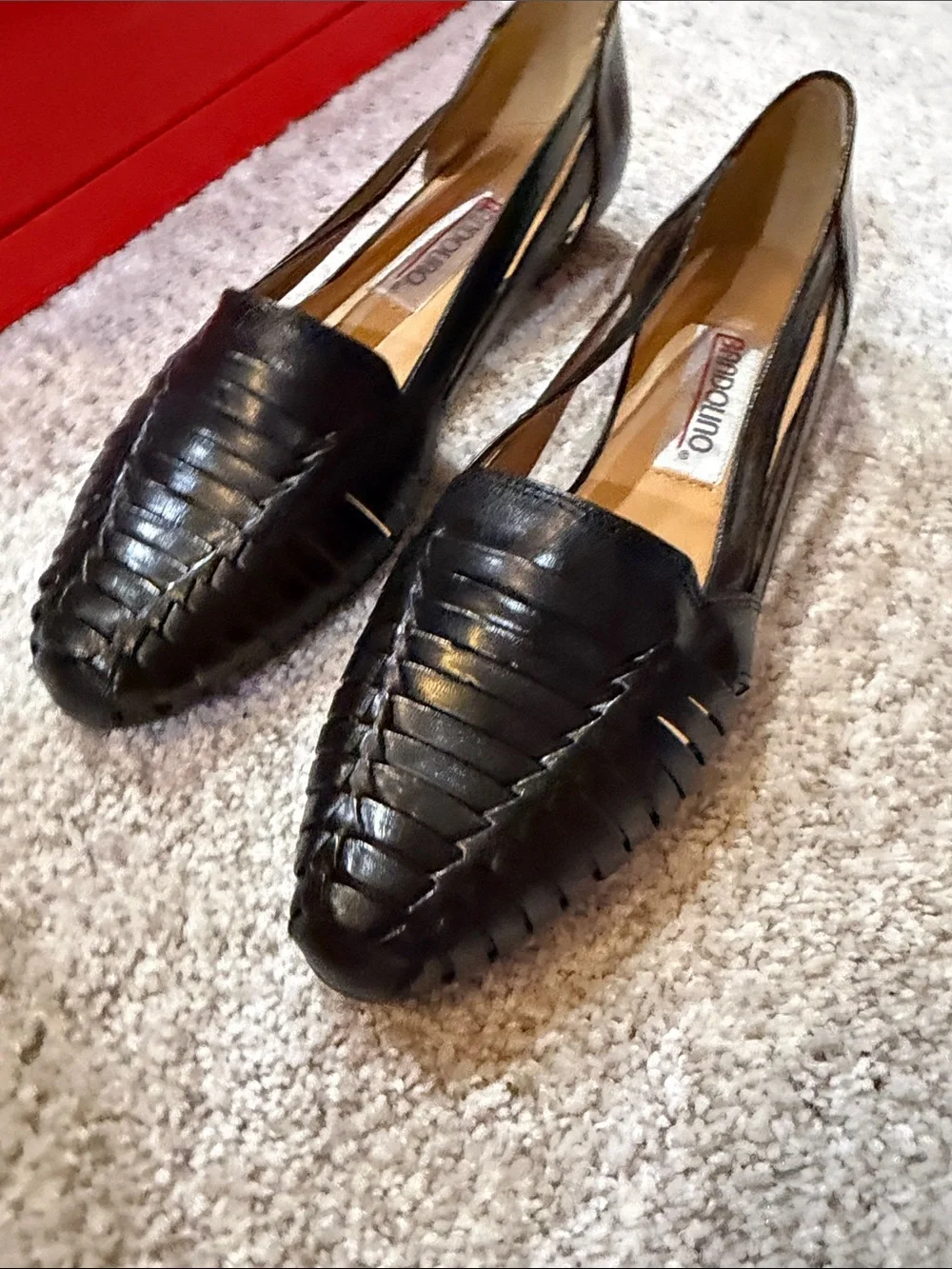 Bandolino Black Woven Leather Loafers - Women's